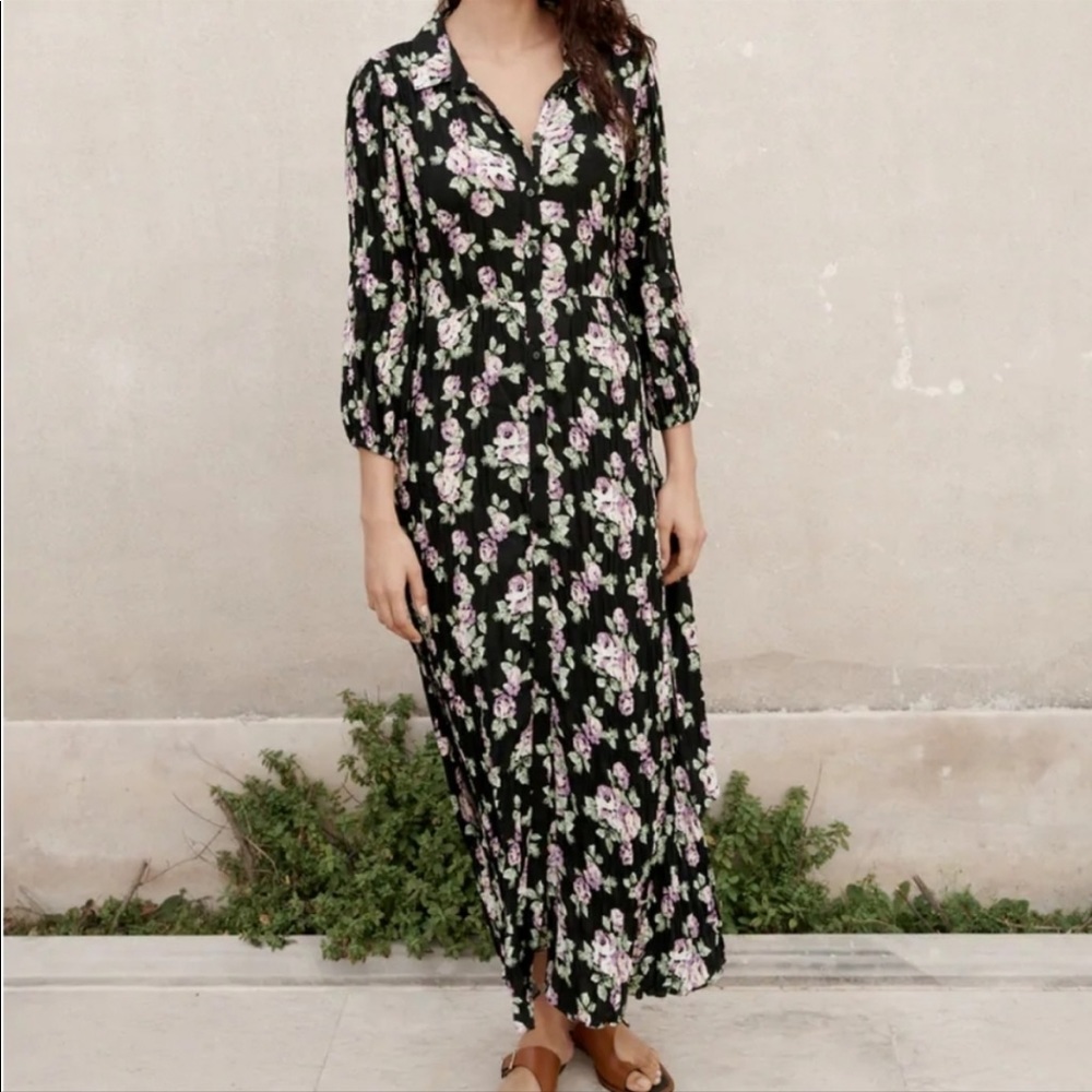 Zara floral maxi dress black Felicia